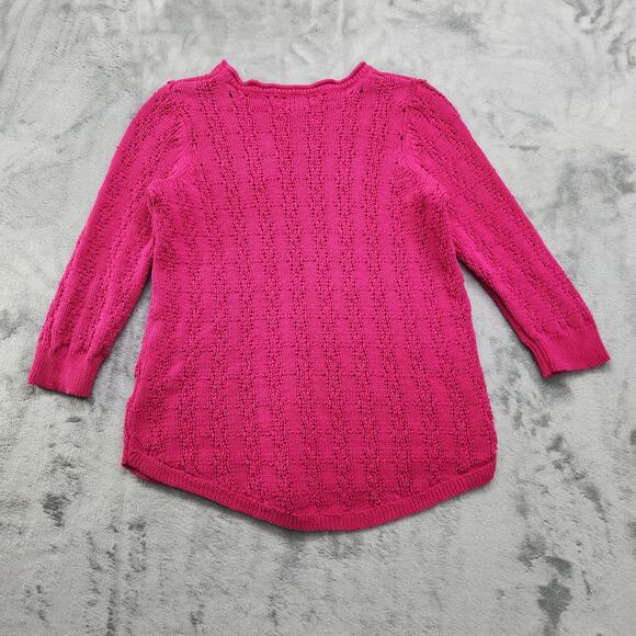 Style&Co Sweater Womens S Pink Crew Neck Pull Over Curved Hem Cotton Knit - Picture 2 of 8